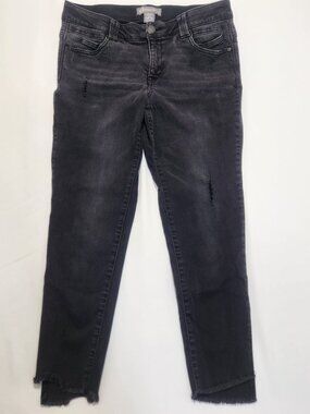 Democracy Absolution Jeans Womens 14W Grey Distressed Skinny Frayed Hem Stretch